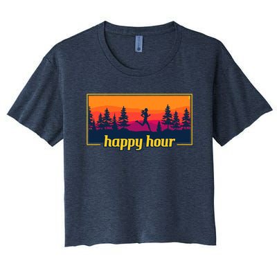 Happy Hour Running Woman Running Runner Women's Crop Top Tee