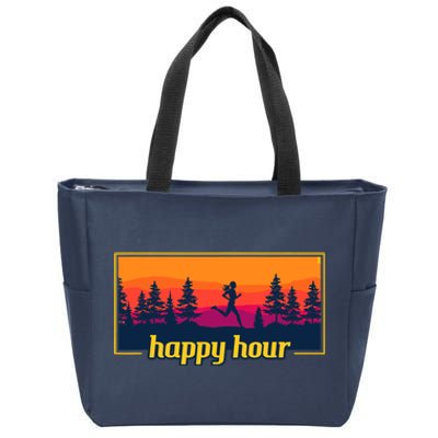 Happy Hour Running Woman Running Runner Zip Tote Bag