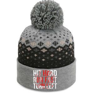 Hit Hard Run Fast Turn Left Funny Tee For Sport Lovers Gift The Baniff Cuffed Pom Beanie