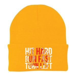 Hit Hard Run Fast Turn Left Funny Tee For Sport Lovers Gift Knit Cap Winter Beanie