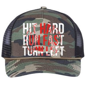 Hit Hard Run Fast Turn Left Funny Tee For Sport Lovers Gift Retro Rope Trucker Hat Cap