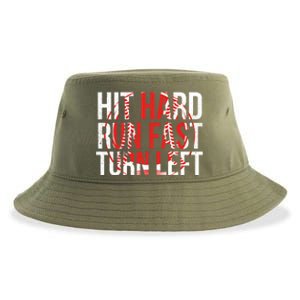 Hit Hard Run Fast Turn Left Funny Tee For Sport Lovers Gift Sustainable Bucket Hat