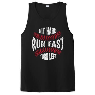 Hit Hard Run Fast Turn Left Softball PosiCharge Competitor Tank