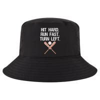 Hit Hard Run Fast Turn Left Baseball Softball Fan Cool Comfort Performance Bucket Hat