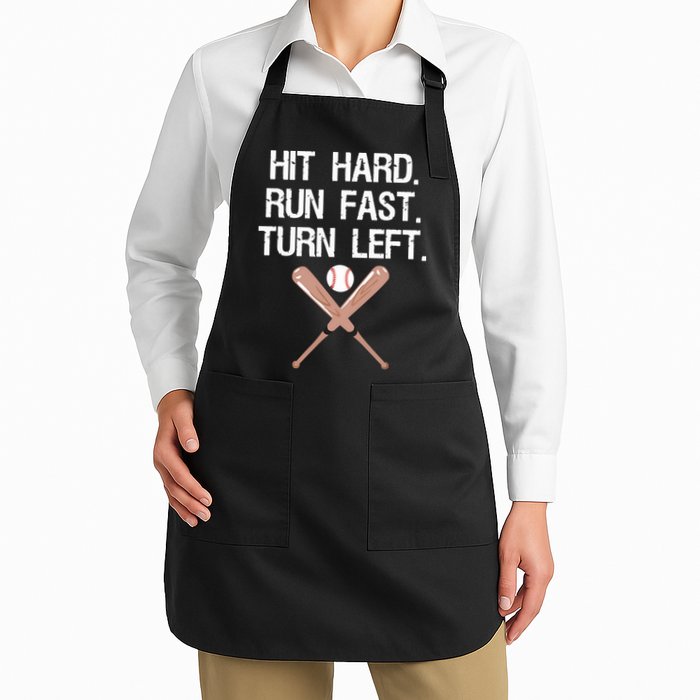 Hit Hard Run Fast Turn Left Baseball Softball Fan Apron