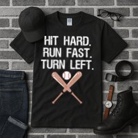 Hit Hard Run Fast Turn Left Baseball Softball Fan Tall T-Shirt