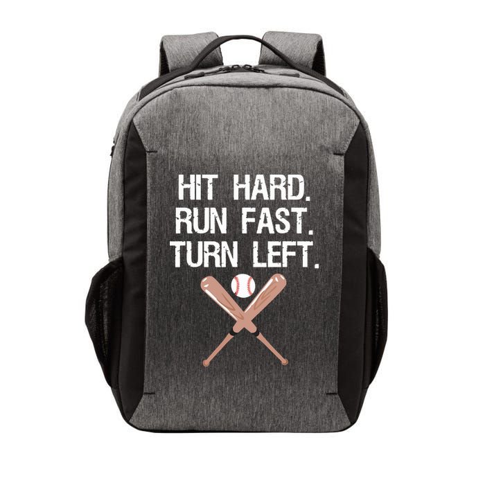 Hit Hard Run Fast Turn Left Baseball Softball Fan Vector Backpack