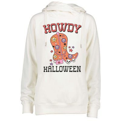 Howdy Halloween Rodeo Western Boots Skull Flower Gift Womens Funnel Neck Pullover Hood