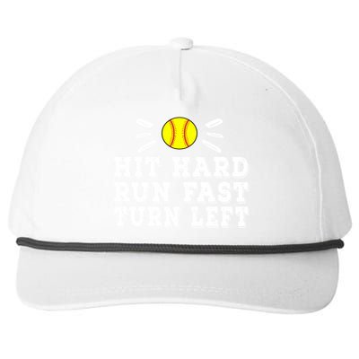 Hit Hard Run Fast Turn Left Baseball Funny Sport Training Funny Gift Snapback Five-Panel Rope Hat