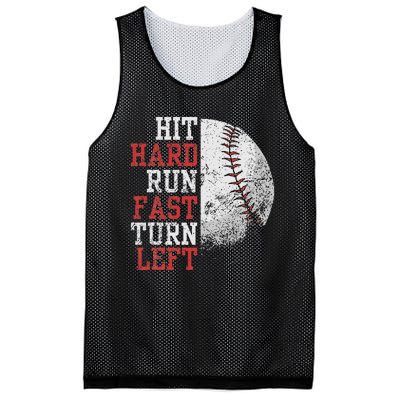 Hit Hard Run Fast Turn Left Funny Baseball Player Fan Mesh Reversible Basketball Jersey Tank