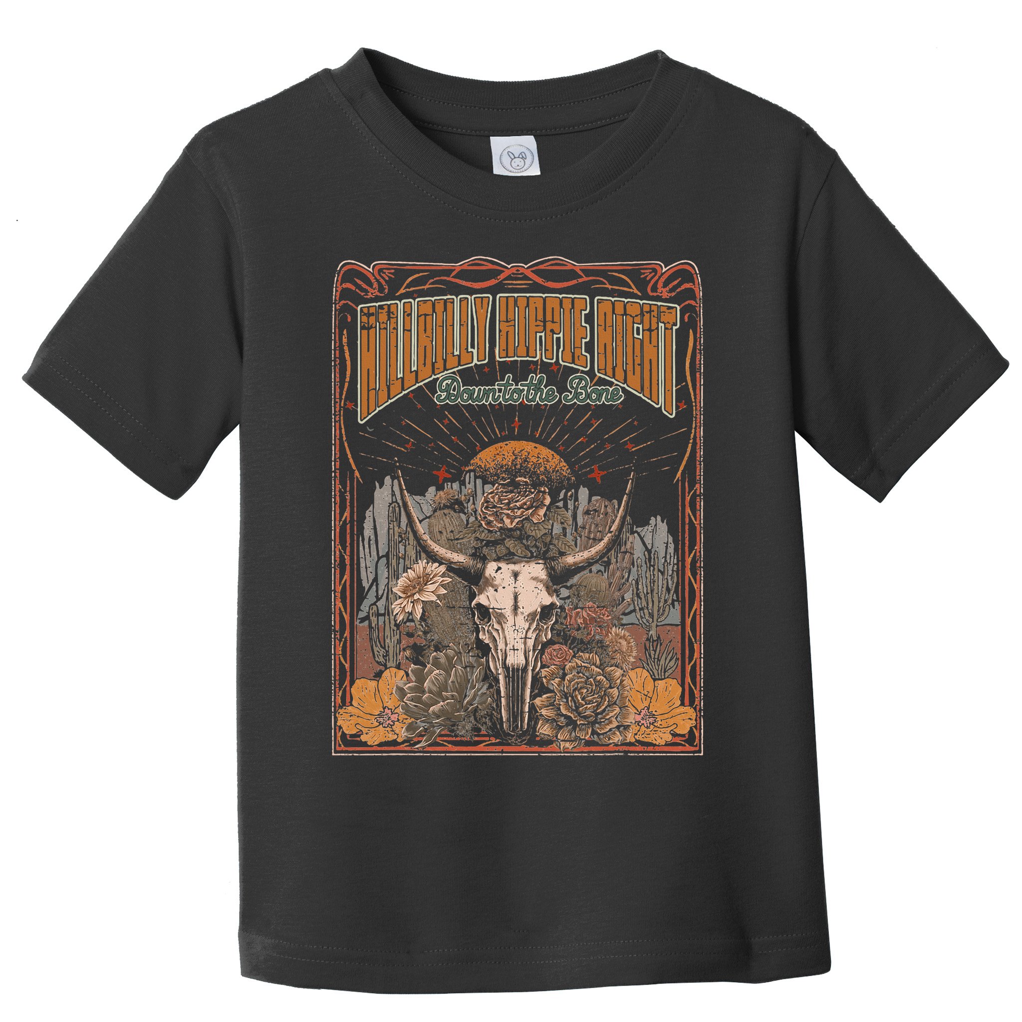 Hillbilly Hippie Right Down To The Bone Bullskull Country Toddler T-Shirt