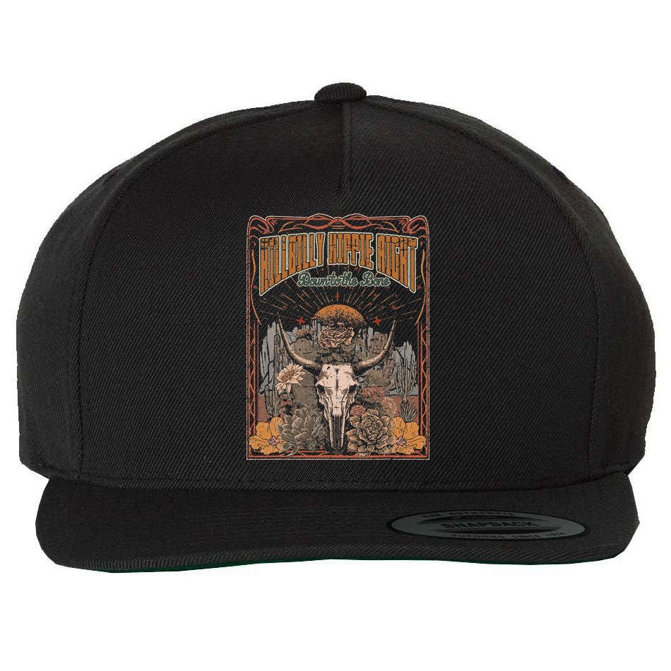Hillbilly Hippie Right Down To The Bone Bullskull Country Wool Snapback Cap