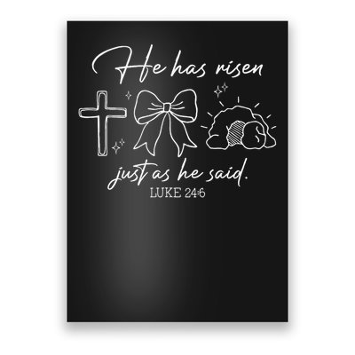 He Has Risen Just As He Said Luke 246 Easter Christian Poster