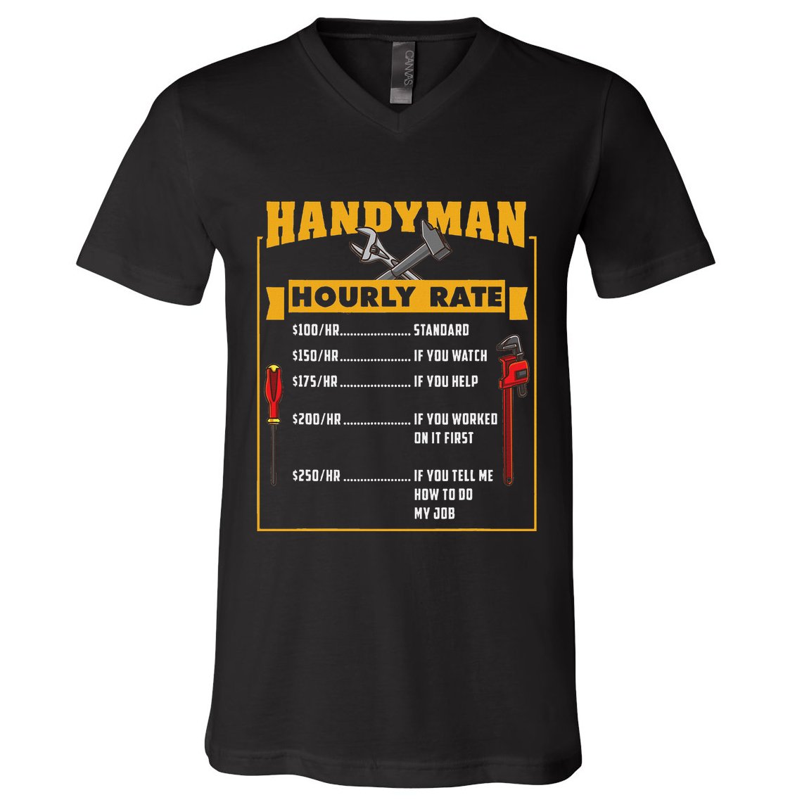 Handyman Hourly Rate Gift For Handyman Dad V-Neck T-Shirt