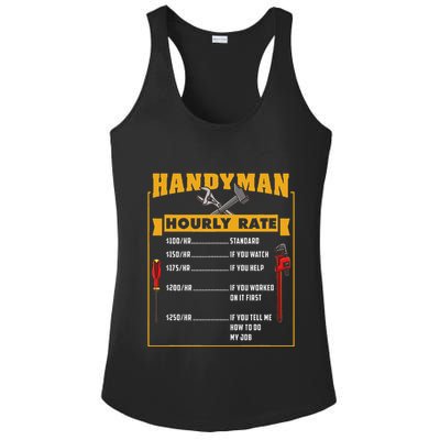 Handyman Hourly Rate Gift For Handyman Dad Ladies PosiCharge Competitor Racerback Tank