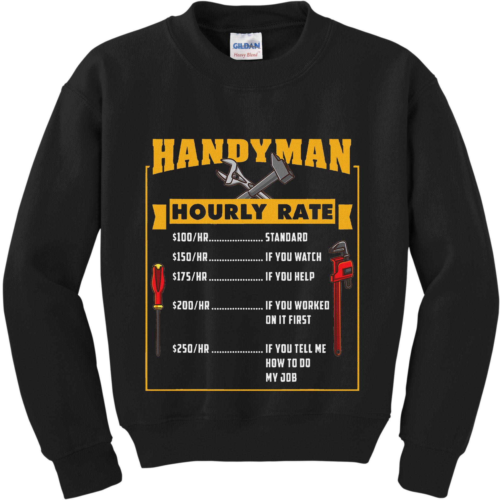Handyman Hourly Rate Gift For Handyman Dad Kids Sweatshirt