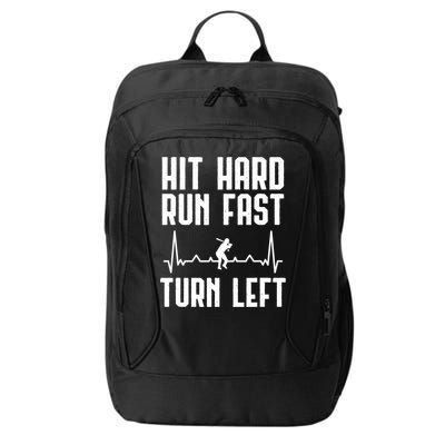 Hit Hard Run Fast Turn Left Baseball Player Technique Cute Gift City Backpack