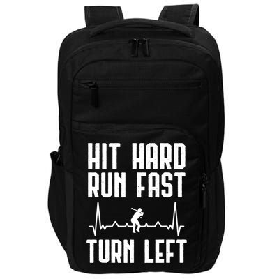 Hit Hard Run Fast Turn Left Baseball Player Technique Cute Gift Impact Tech Backpack