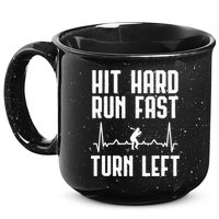 Hit Hard Run Fast Turn Left Baseball Player Technique Cute Gift 15oz Campfire Ceramic Mug