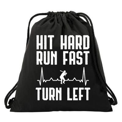 Hit Hard Run Fast Turn Left Baseball Player Technique Cute Gift Drawstring Bag
