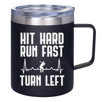 Hit Hard Run Fast Turn Left Baseball Player Technique Cute Gift 12oz Stainless Steel Coffee Mug