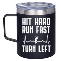 Hit Hard Run Fast Turn Left Baseball Player Technique Cute Gift 12oz Stainless Steel Coffee Mug
