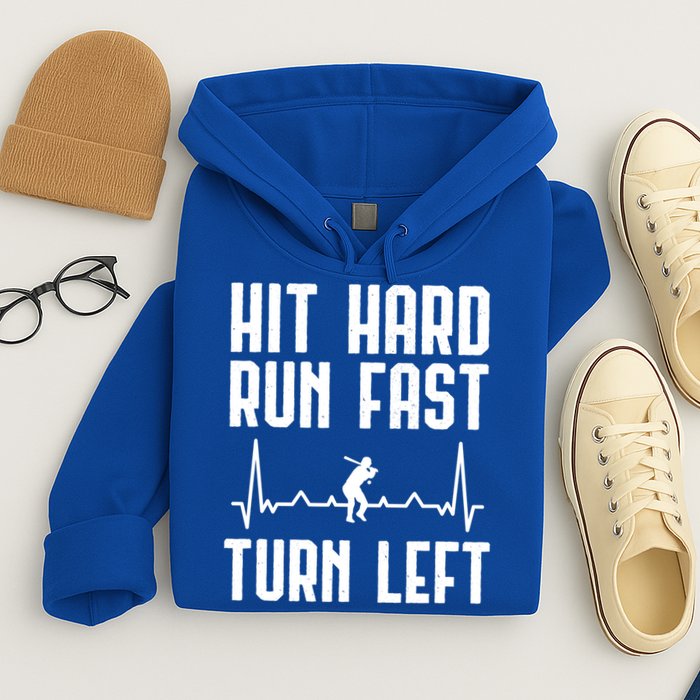 Hit Hard Run Fast Turn Left Baseball Player Technique Cute Gift Hoodie
