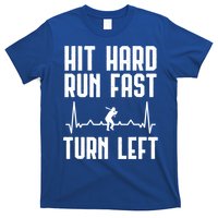 Hit Hard Run Fast Turn Left Baseball Player Technique Cute Gift T-Shirt