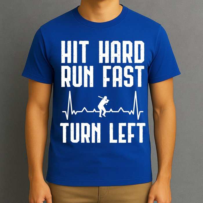 Hit Hard Run Fast Turn Left Baseball Player Technique Cute Gift T-Shirt