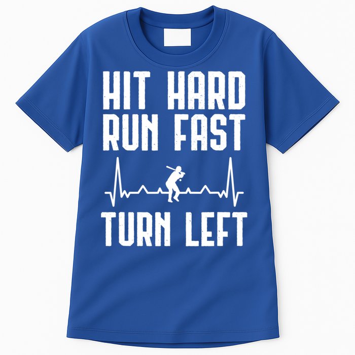 Hit Hard Run Fast Turn Left Baseball Player Technique Cute Gift Tall T-Shirt