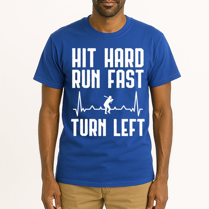 Hit Hard Run Fast Turn Left Baseball Player Technique Cute Gift Tall T-Shirt