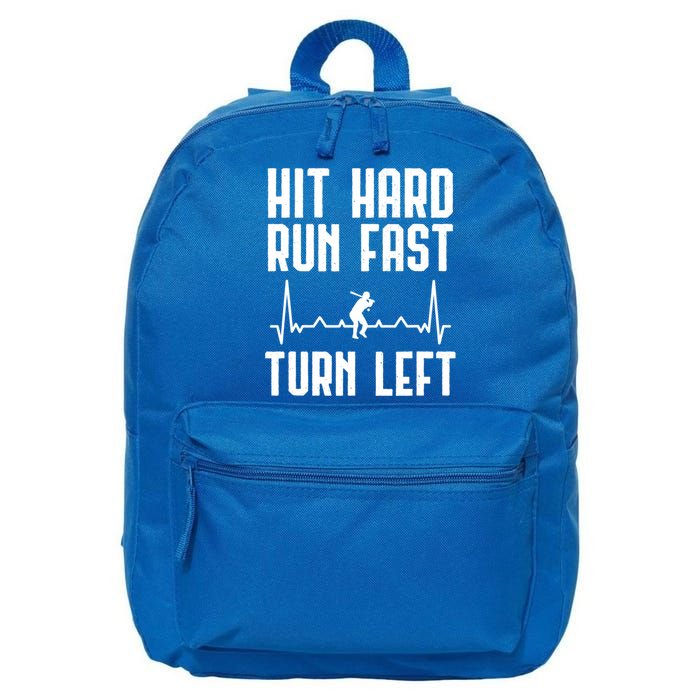 Hit Hard Run Fast Turn Left Baseball Player Technique Cute Gift 16 in Basic Backpack