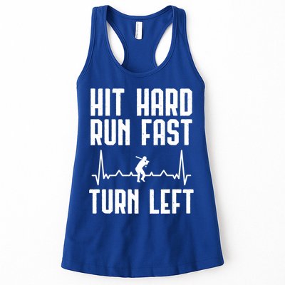 Hit Hard Run Fast Turn Left Baseball Player Technique Cute Gift Womens Tank Top