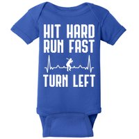 Hit Hard Run Fast Turn Left Baseball Player Technique Cute Gift Baby Bodysuit