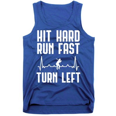 Hit Hard Run Fast Turn Left Baseball Player Technique Cute Gift Tank Top