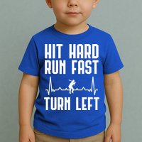 Hit Hard Run Fast Turn Left Baseball Player Technique Cute Gift Toddler T-Shirt