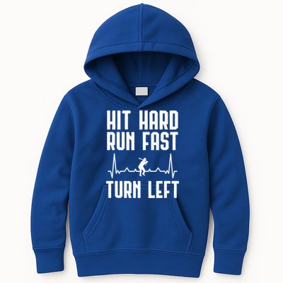 Hit Hard Run Fast Turn Left Baseball Player Technique Cute Gift Kids Hoodie