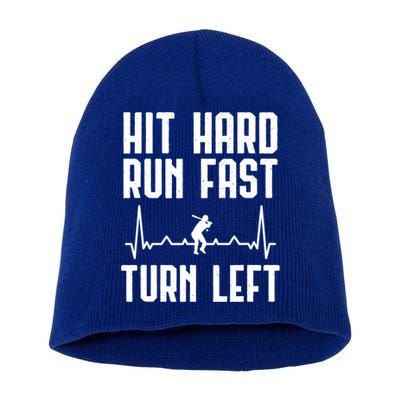Hit Hard Run Fast Turn Left Baseball Player Technique Cute Gift Short Acrylic Beanie