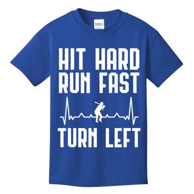Hit Hard Run Fast Turn Left Baseball Player Technique Cute Gift Kids T-Shirt