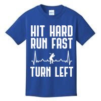 Hit Hard Run Fast Turn Left Baseball Player Technique Cute Gift Kids T-Shirt