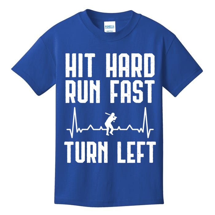 Hit Hard Run Fast Turn Left Baseball Player Technique Cute Gift Kids T-Shirt