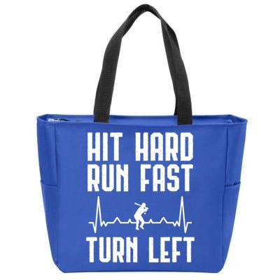 Hit Hard Run Fast Turn Left Baseball Player Technique Cute Gift Zip Tote Bag