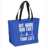 Hit Hard Run Fast Turn Left Baseball Player Technique Cute Gift Zip Tote Bag