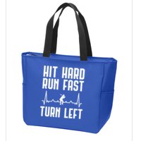 Hit Hard Run Fast Turn Left Baseball Player Technique Cute Gift Zip Tote Bag