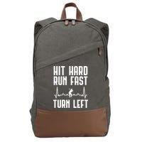 Hit Hard Run Fast Turn Left Baseball Player Technique Cute Gift Cotton Canvas Backpack