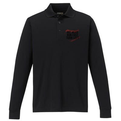 Hit Hard Run Fast Turn Left Baseball Seams Funny Gift Performance Long Sleeve Polo