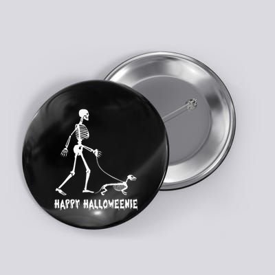 Happy Halloweenie Skeleton Walking Dachshund Dog Halloween Button