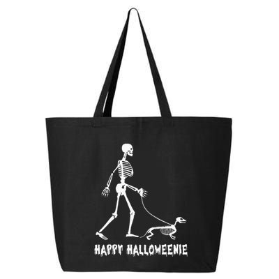 Happy Halloweenie Skeleton Walking Dachshund Dog Halloween 25L Jumbo Tote