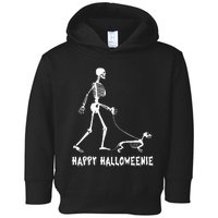 Happy Halloweenie Skeleton Walking Dachshund Dog Halloween Toddler Hoodie