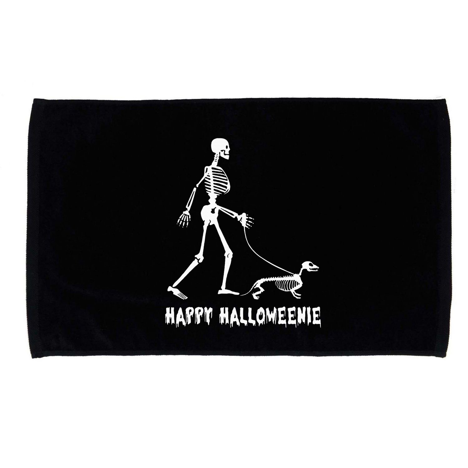 Happy Halloweenie Skeleton Walking Dachshund Dog Halloween Microfiber Hand Towel